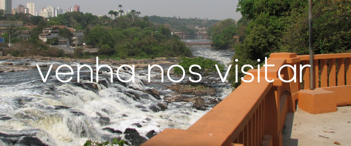 Imagem do mirante junto ao rio piracicaba com o texto Venha nos visitar